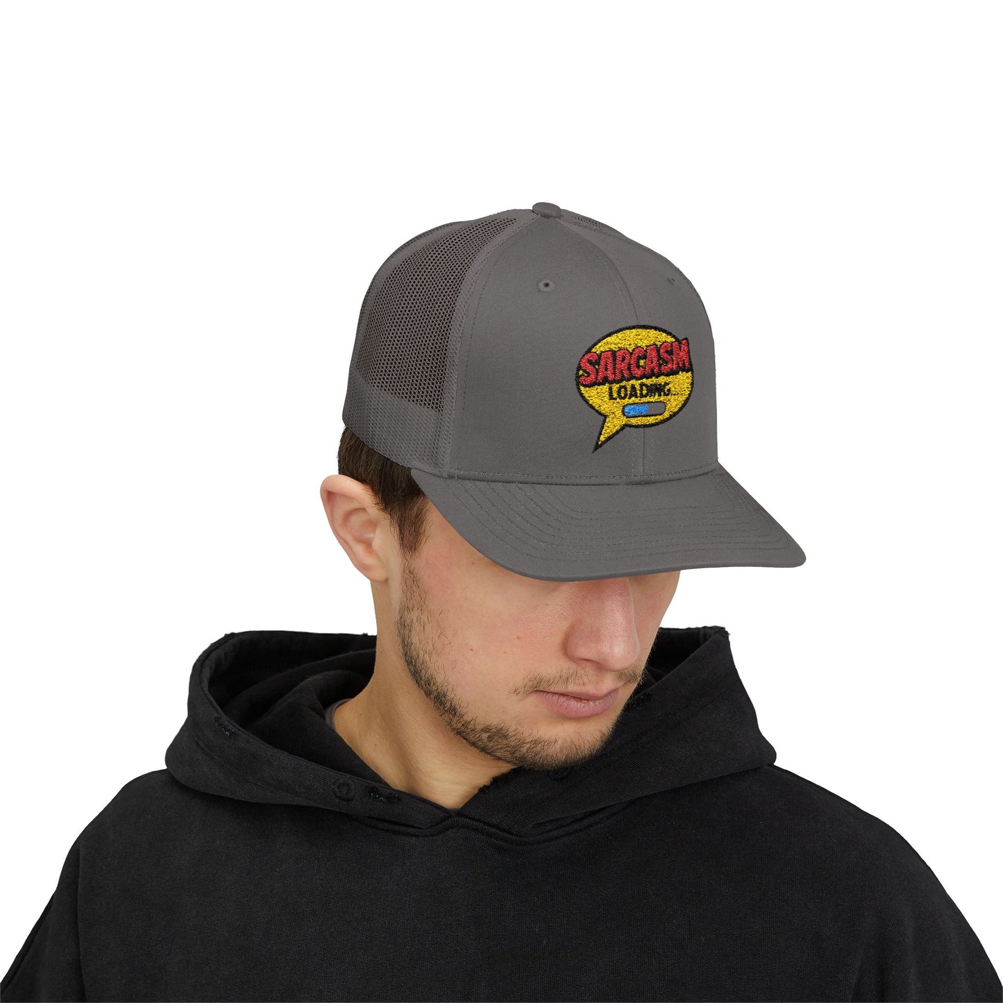 Sarcasm Loading... Snapback Trucker Cap - Funny Hat for Humor Lovers and Gift for Friends