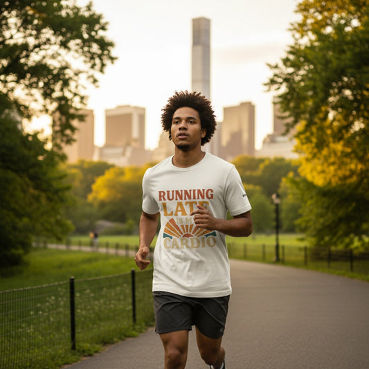 Running Late Is My Cardio Tee | Funny Unisex Jersey T-Shirt | Gift for Fitness Enthusiasts
